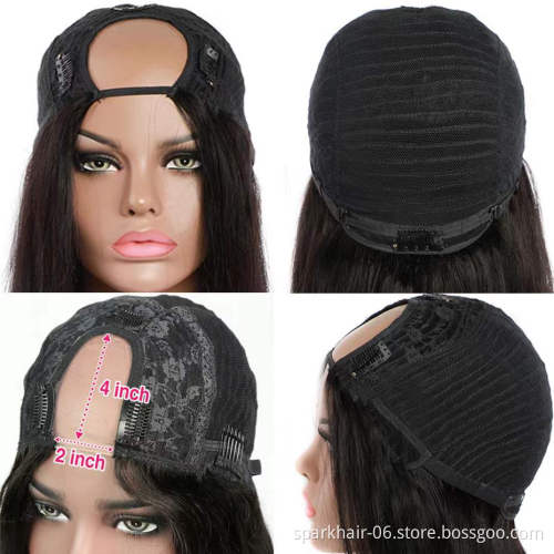 Wholesale High Quality Human Hair U-Part Wigs Straight For Black Women,Wholesale Body Wave Brazilian Human Half Wig Vendor